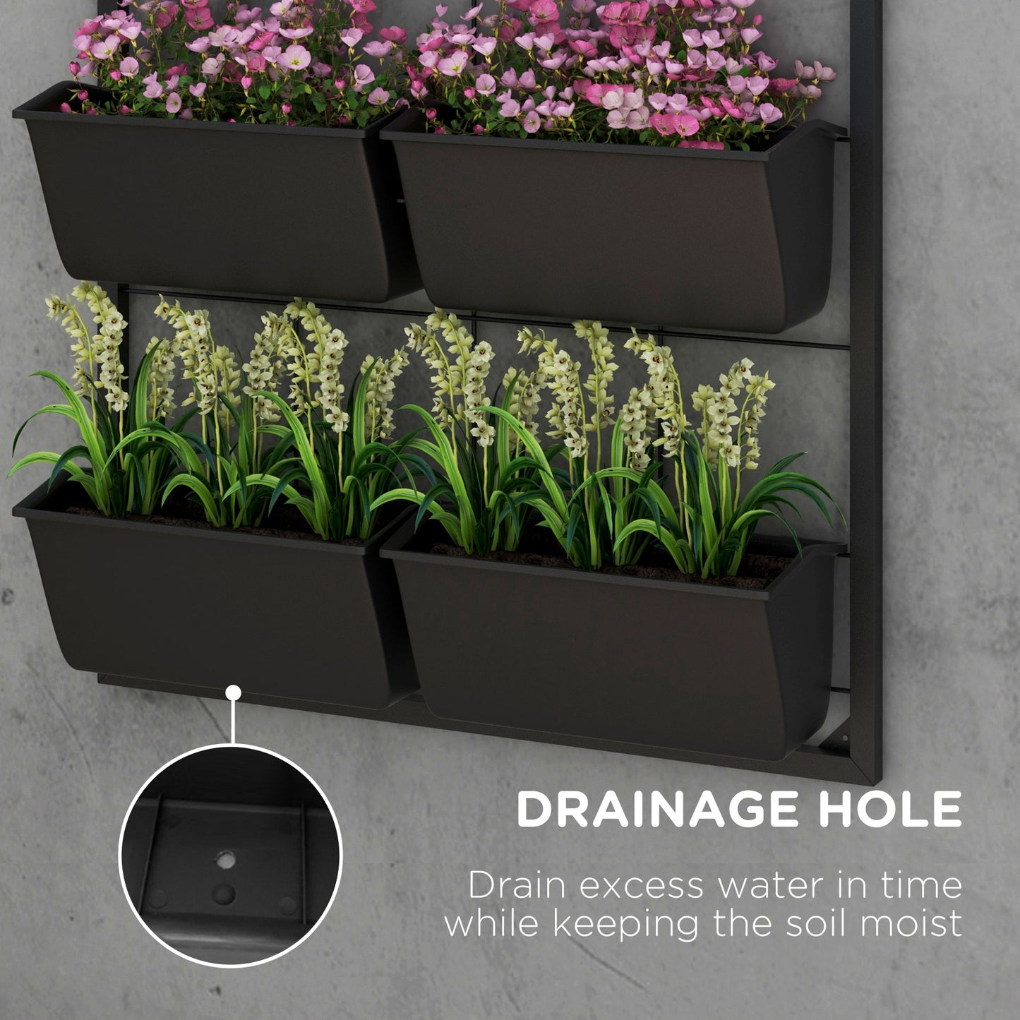 Indoor and Outdoor Use, Hanging Plant Holder, Self Draining Wall Mounted Planter