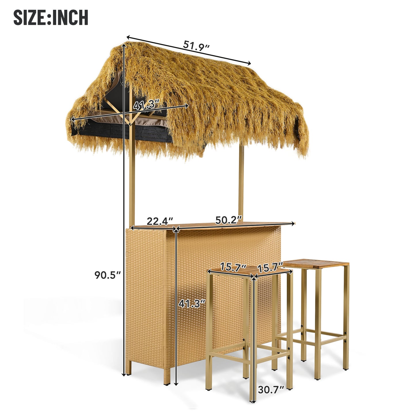 Coolbibila Hawaiian-style Bar Height Patio Set