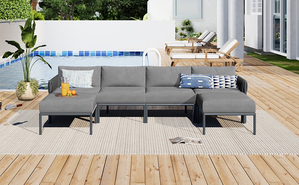 Coolbibila 6-Pieces Aluminum Patio Furniture Se
