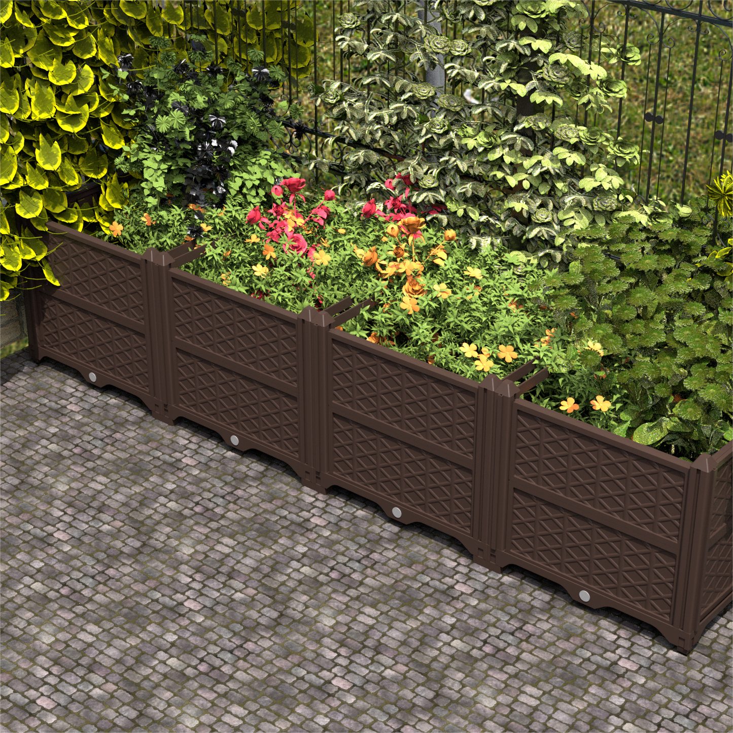 Rectangular Raised Garden Bed Kit Indoor Outdoor Plastic Planter Grow Box