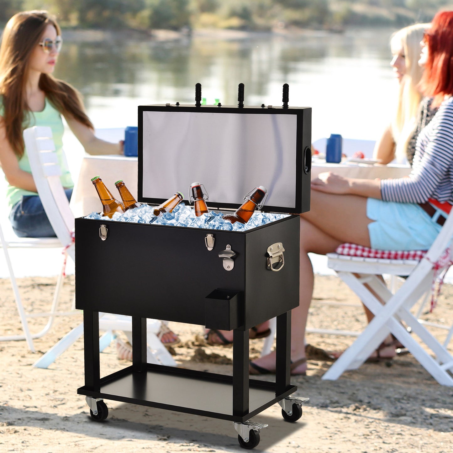 Coolbibila 68QT Patio Cooler Ice Chest with Foosball Table Top