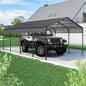 VIDEO offerMetal Carport 12 ×20 FT Heavy Duty with Galvanized Steel Roof, Metal Garage Canopy with Galvanized Steel Roof & Frame, Car Tent Outdoor Storage Shed for Car, Boats and Truck, Gray