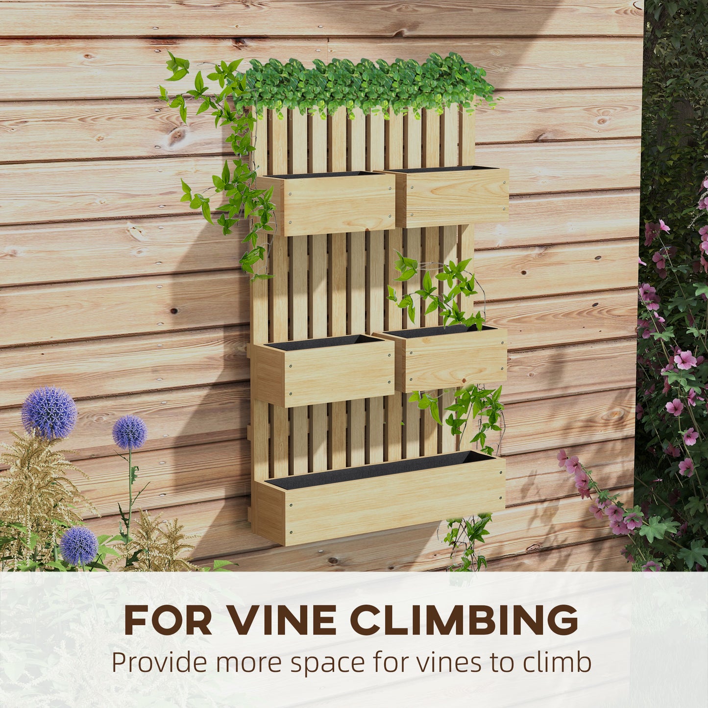 Coolbibila 5 Box Raised Garden Bed with Trellis for Vine Flowers & Climbing Plants