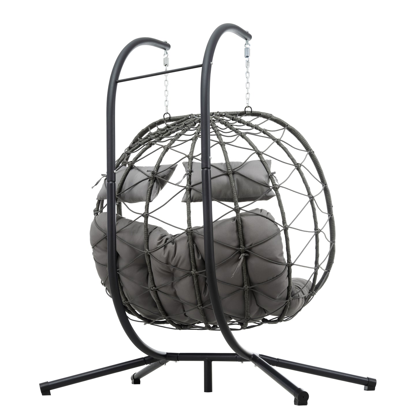 Coolbibila 2 Persons Egg Chair with Stand Indoor Outdoor Swing Chair