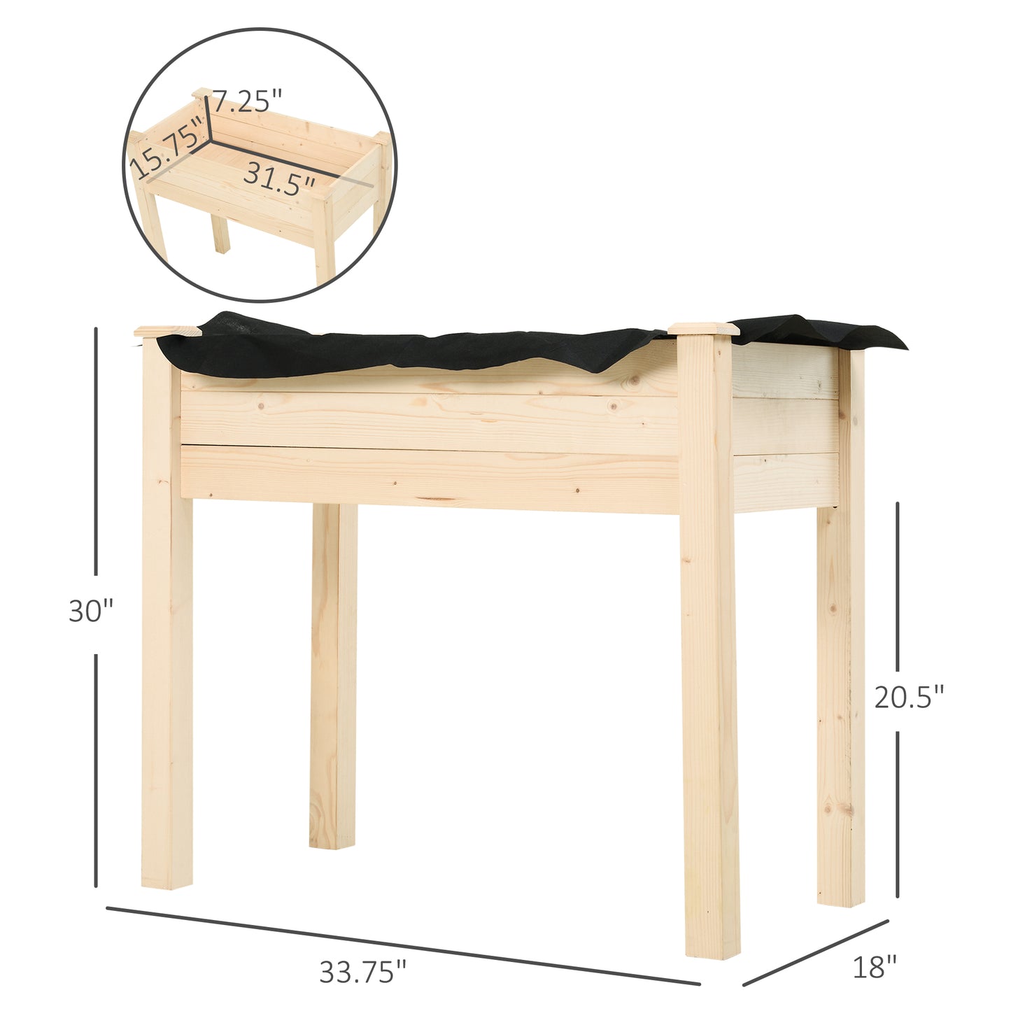 Coolbibla  Raised Garden Bed with Legs, 34" x 18" x 30", Elevated Wooden Planter Box