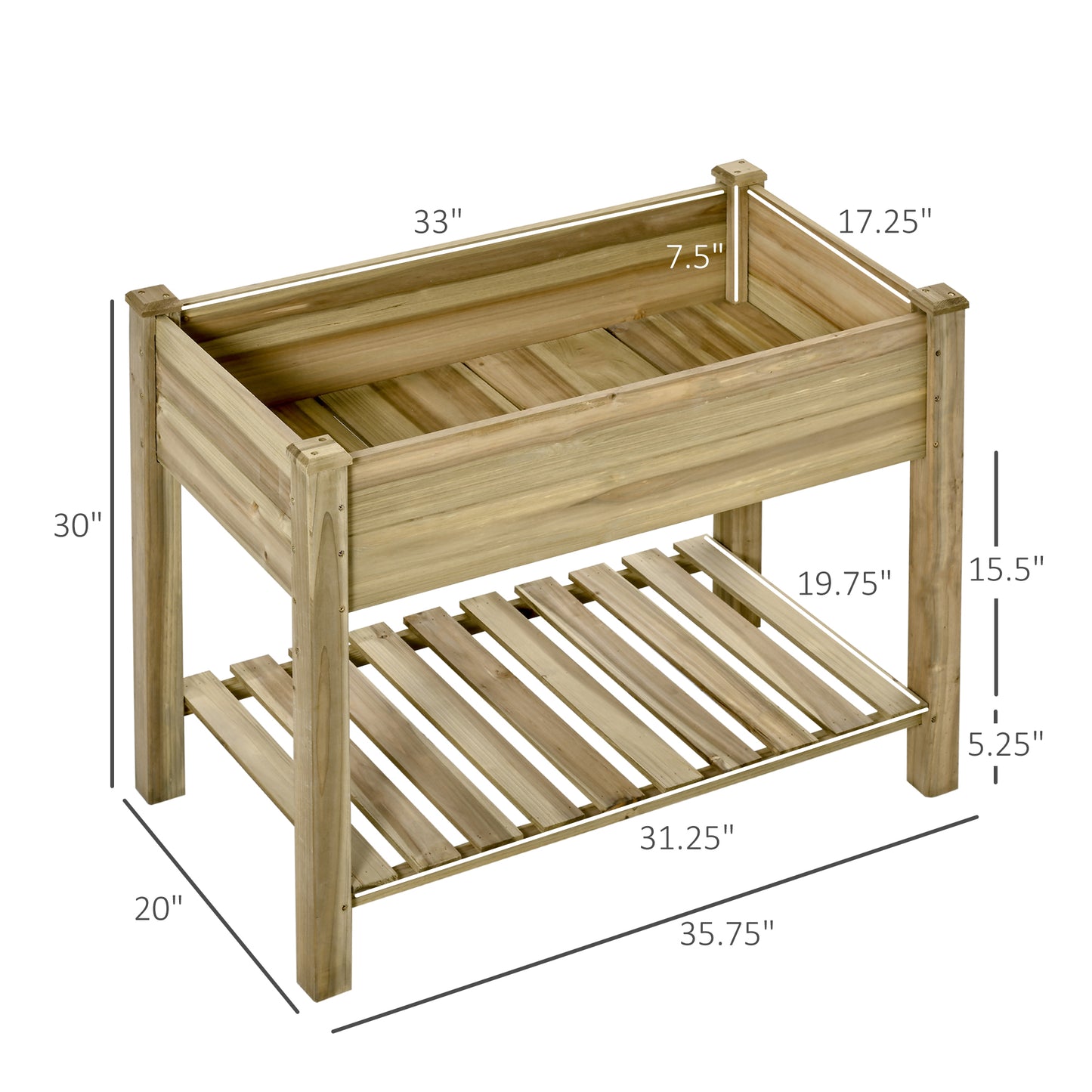Coolbibila 6" x 20" x 30" Raised Garden Bed, Elevated Wood Planter Box