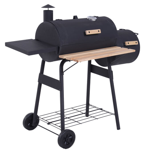 Coolbibila 48" Steel Portable Backyard Charcoal BBQ Grill and Offset Smoker Combo with Wheels