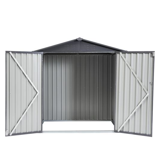 XWT014 Garden Metal Storage Shed Gray White 6x4x6ft outdoor storing tools Rainproof Hinge door version