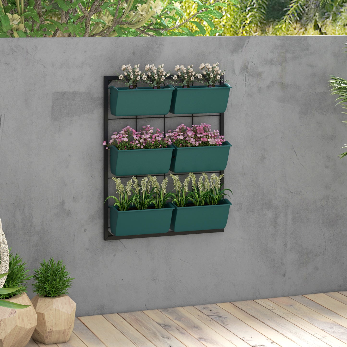 Hanging Plant Holder, Self Draining Wall Mounted Planter