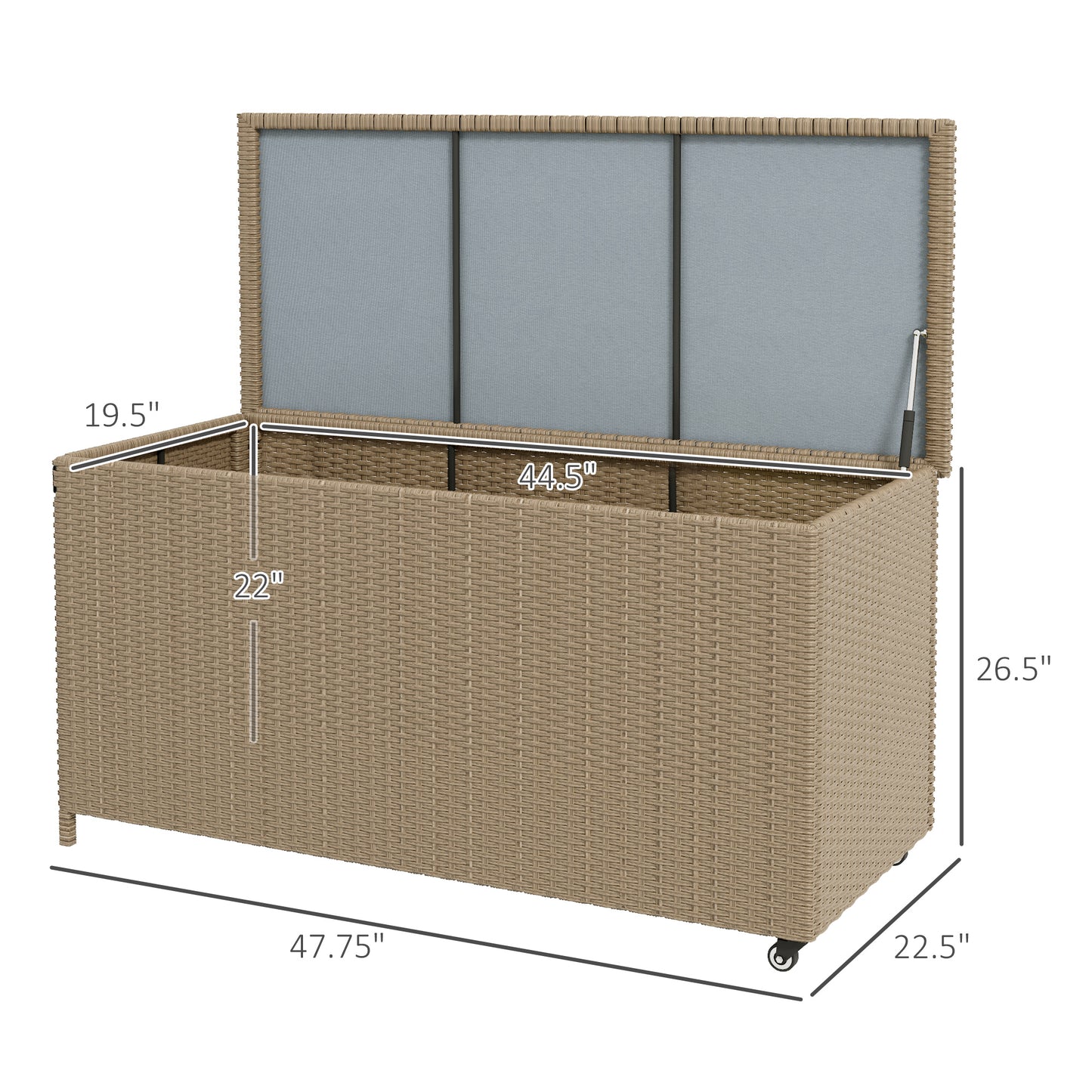 Coolbibila 83 Gallon Deck Box, Large Outdoor Storage Chest, PE Wicker Trunk