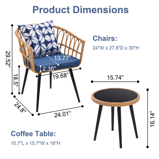 Coolbibila 3 Piece Patio Bistro Set