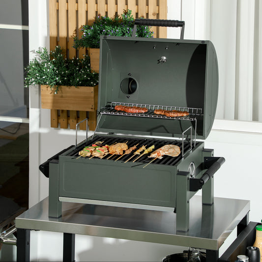 Coolbibila Outsunny Outdoor Barbecue with Ash Catcher and Built-in Thermometer
