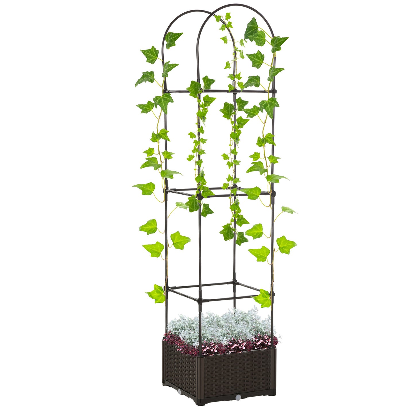 Coolbibila Raised Garden Bed with Trellis, Self-Watering Planter Box