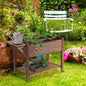 Coolbibila Wooden Outdoor Plant Box Stand with Folding Side Table and Wheels
