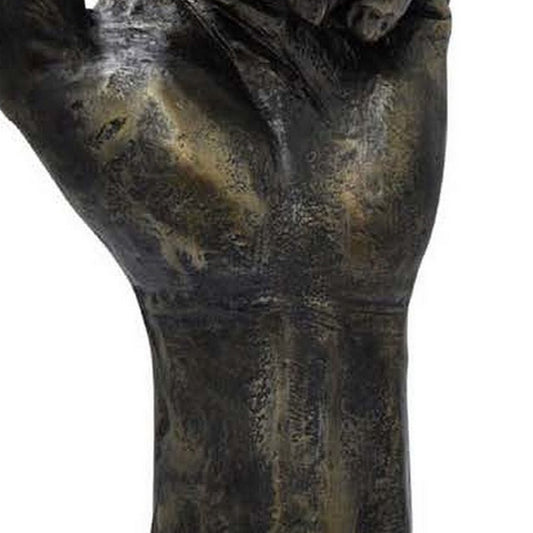 24 Inch Pointing Hand Sculpture, Pedestal 'Base, Resin Frame, Bronze