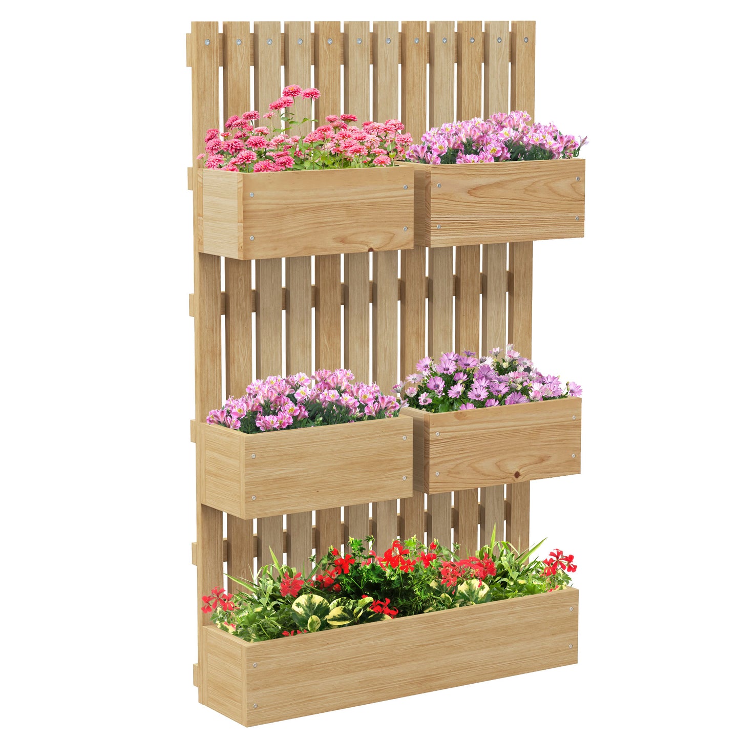 Coolbibila 5 Box Raised Garden Bed with Trellis for Vine Flowers & Climbing Plants