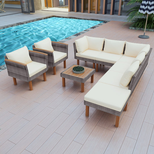 Coolbibila 9-Piece Patio Rattan Furniture Set