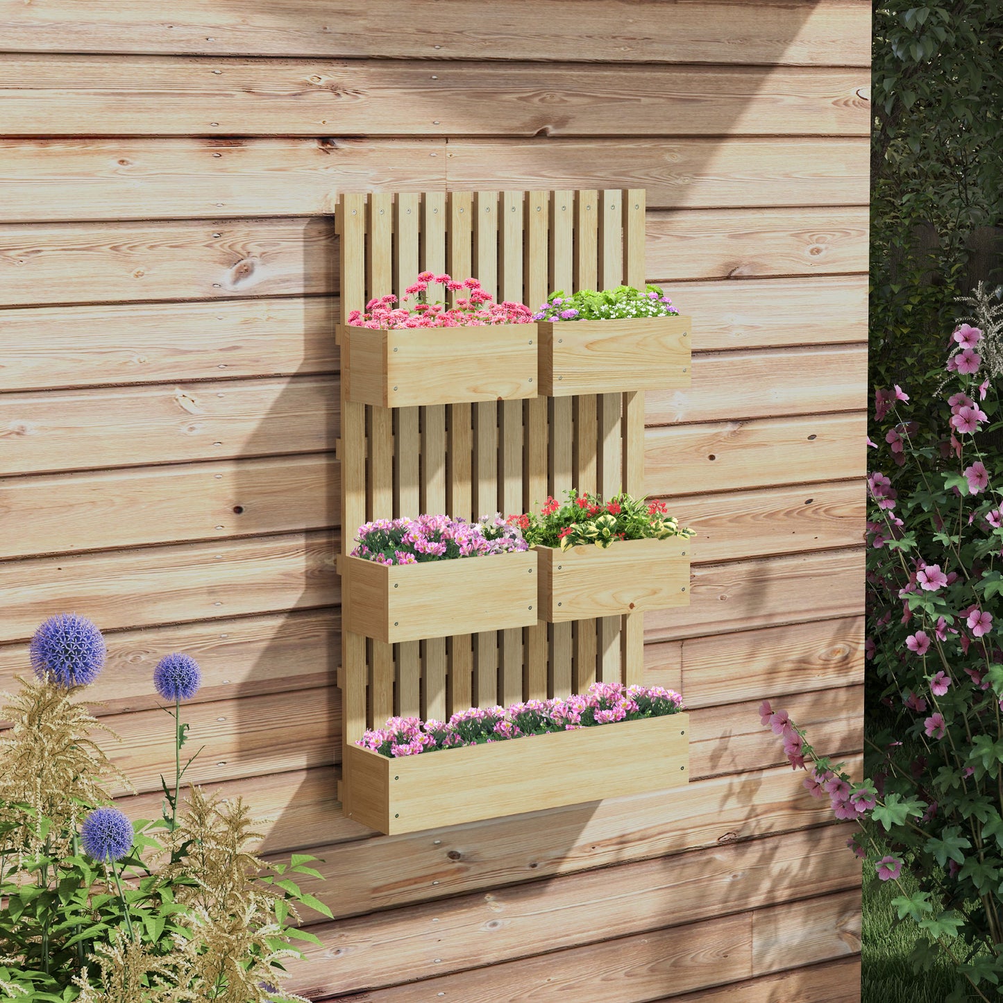 Coolbibila 5 Box Raised Garden Bed with Trellis for Vine Flowers & Climbing Plants