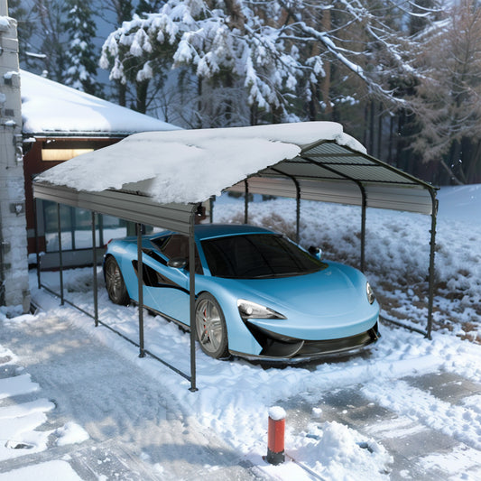 Carport 12x20 FT Heavy Duty Carport CanopyUpdated Frame Structure Galvanized Steel Roof and Enhanced BaseMetal Carport Garage for Pickup, Boat, Car and Tractors, dark Grey