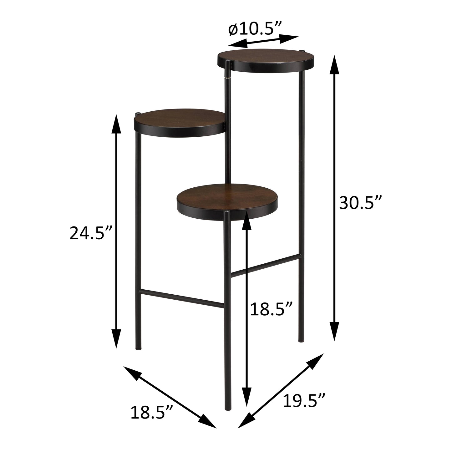 Coolbibila Black and Walnut 3-tier Foldable Plant Stand