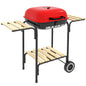 Coolbibila 17" Portable Charcoal Grill with Wheels, 2 Side Tables and Bottom Shelf