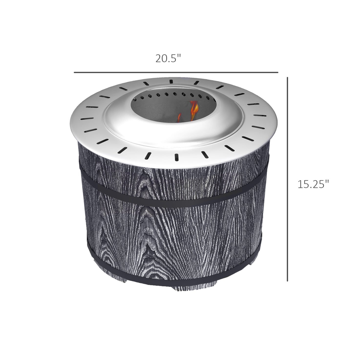 Coolbibila Smokeless Fire Pit with Fireproof Mat, 20" Barrel Style Portable Wood Burning Firepit