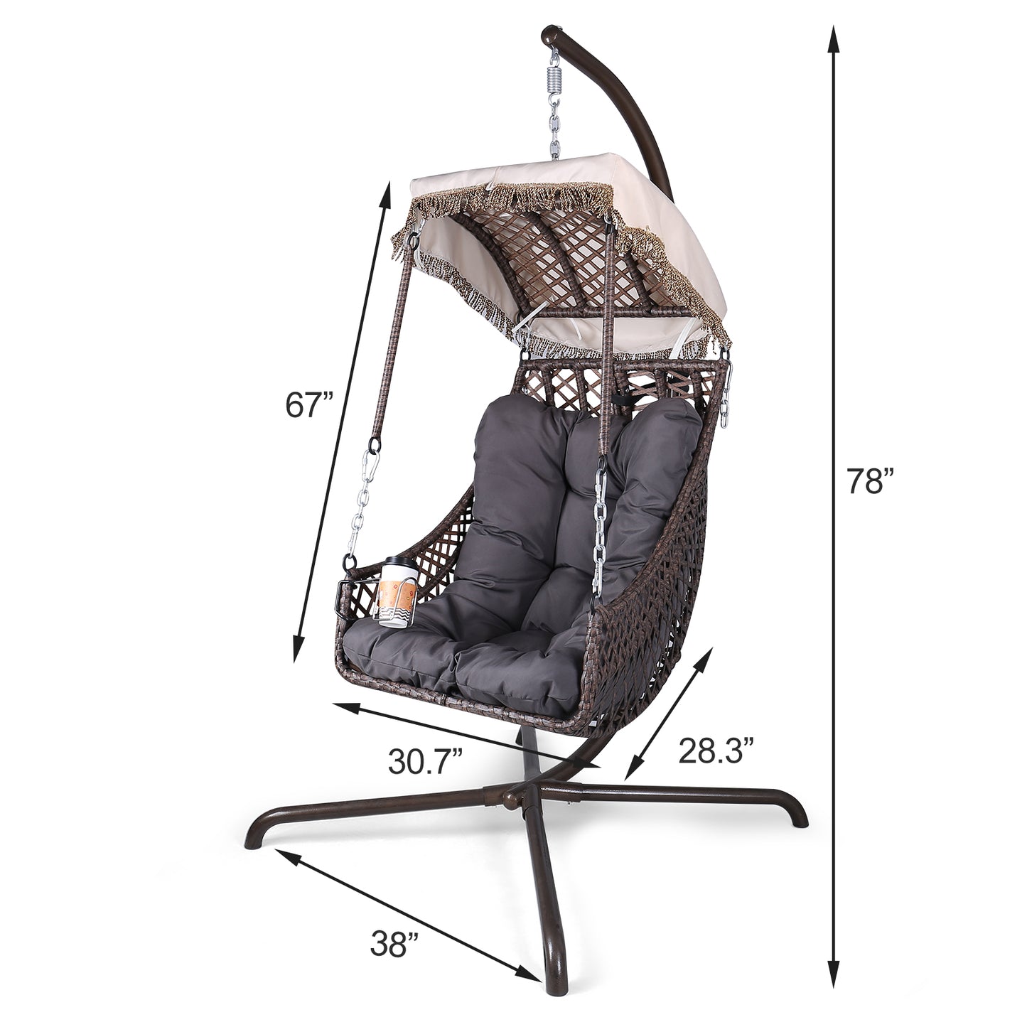 Coolbibila Swing Egg Chair with Stand Indoor Outdoor, Wicker Rattan Frame 350lbs Capacity Hammock Chair