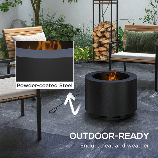 Coolbiobila  19" Portable Wood Burning Firepit with Poker, Low Smoke Camping Bonfire Stove