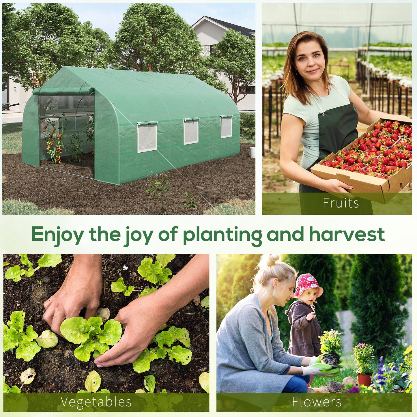 Coolbibila 11.5' x 10' x 7' Walk-in Greenhouse, Tunnel Green House