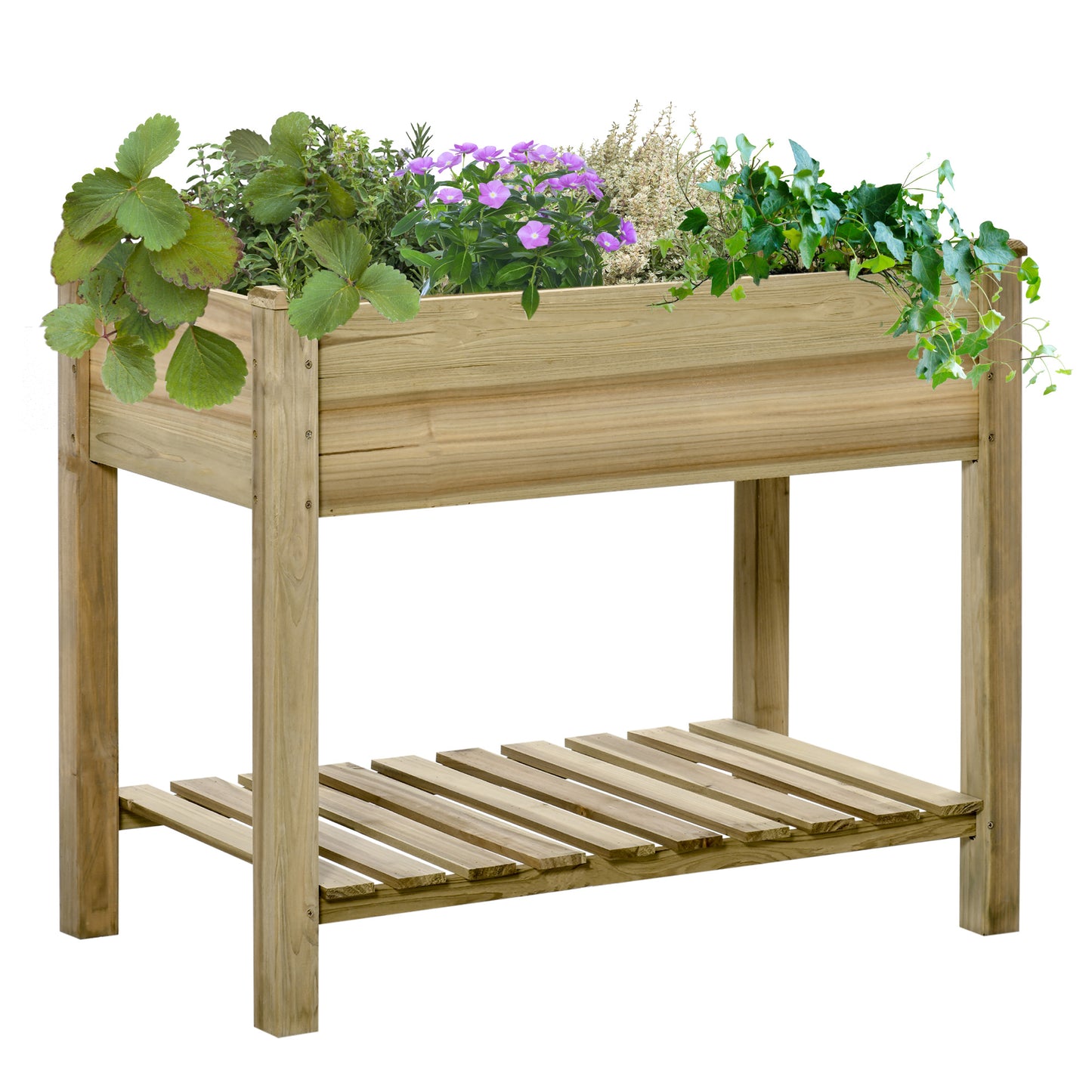 Coolbibila 6" x 20" x 30" Raised Garden Bed, Elevated Wood Planter Box