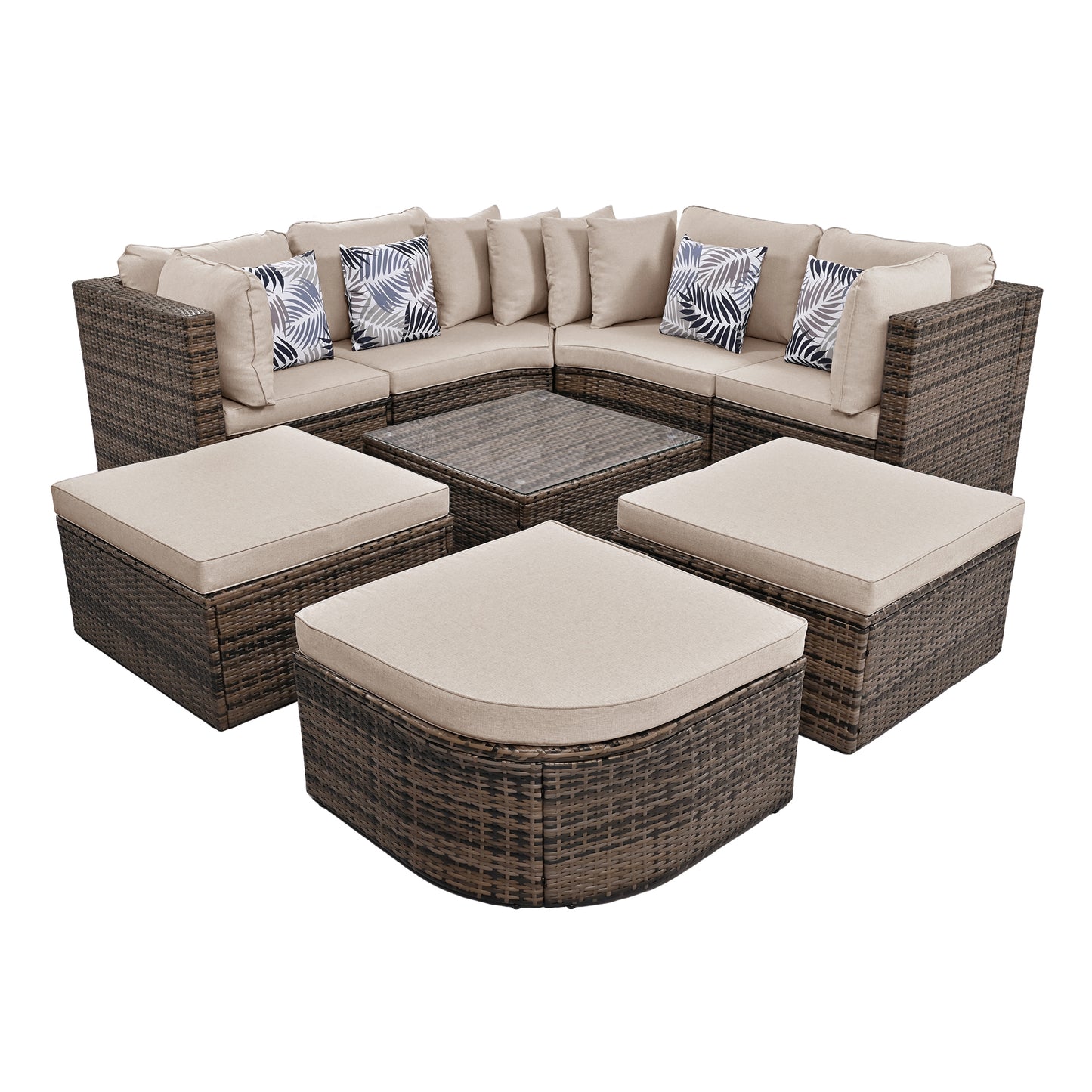 Coolbibila 8-piece Outdoor Wicker Sofa Set, Rattan Sofa Lounge