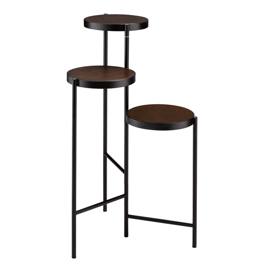 Coolbibila Black and Walnut 3-tier Foldable Plant Stand