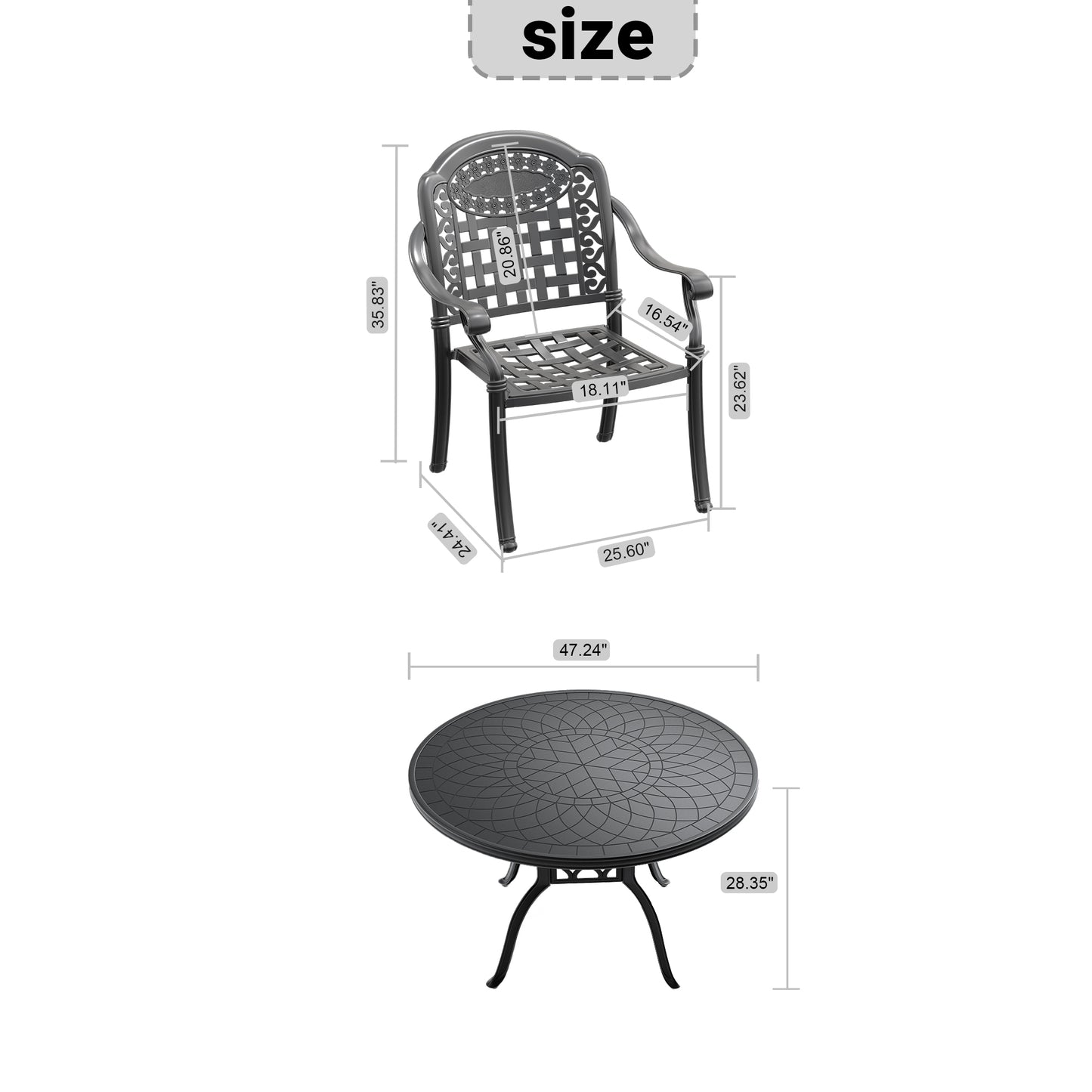 Coolbibila 5-Piece Set Of Cast Aluminum Patio Furniture With Cushions