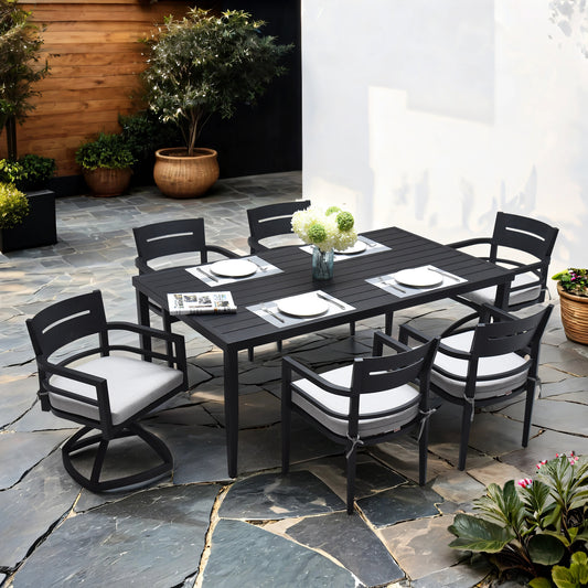 Coolbibila 7-Piece Outdoor Patio Aluminum Furniture, Modern Dining Set
