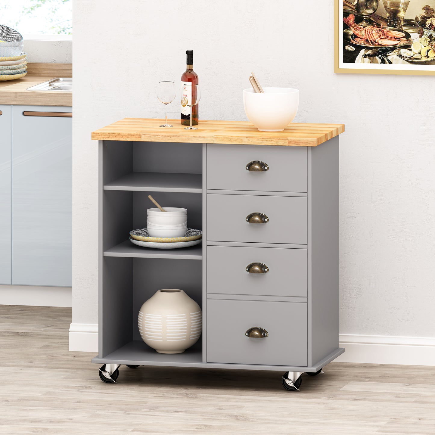 Coolbibila PROVENCE KITCHEN CART WITH 2 DRAWERS+1 DOOR