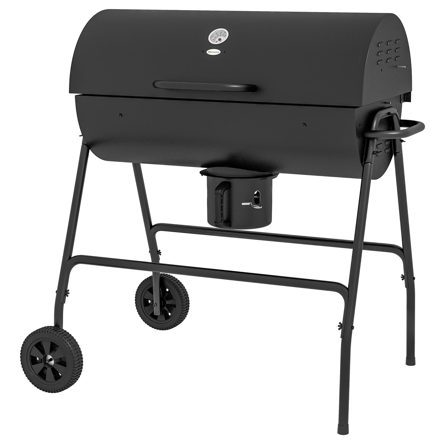 Coolbibila Charcoal BBQ Grill with 420 sq.in. Cooking Area, Outdoor Barbecue with Wheels, Ash Catcher and Built-in Thermometer