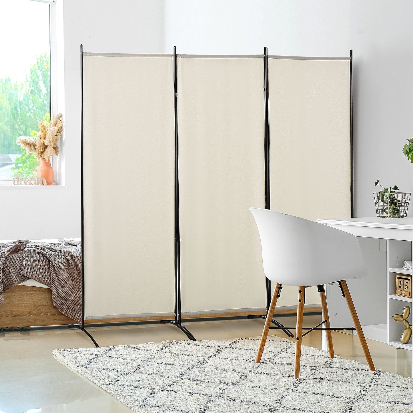 Coolbibila 6' 3 Panel Room Divider, Indoor Privacy Screen