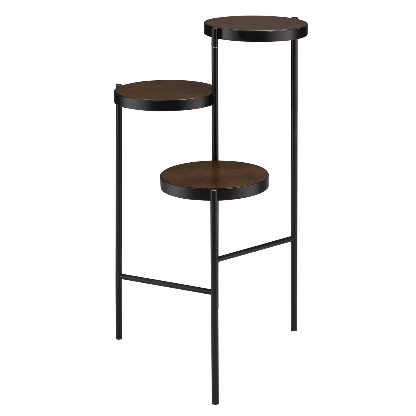 Coolbibila Black and Walnut 3-tier Foldable Plant Stand