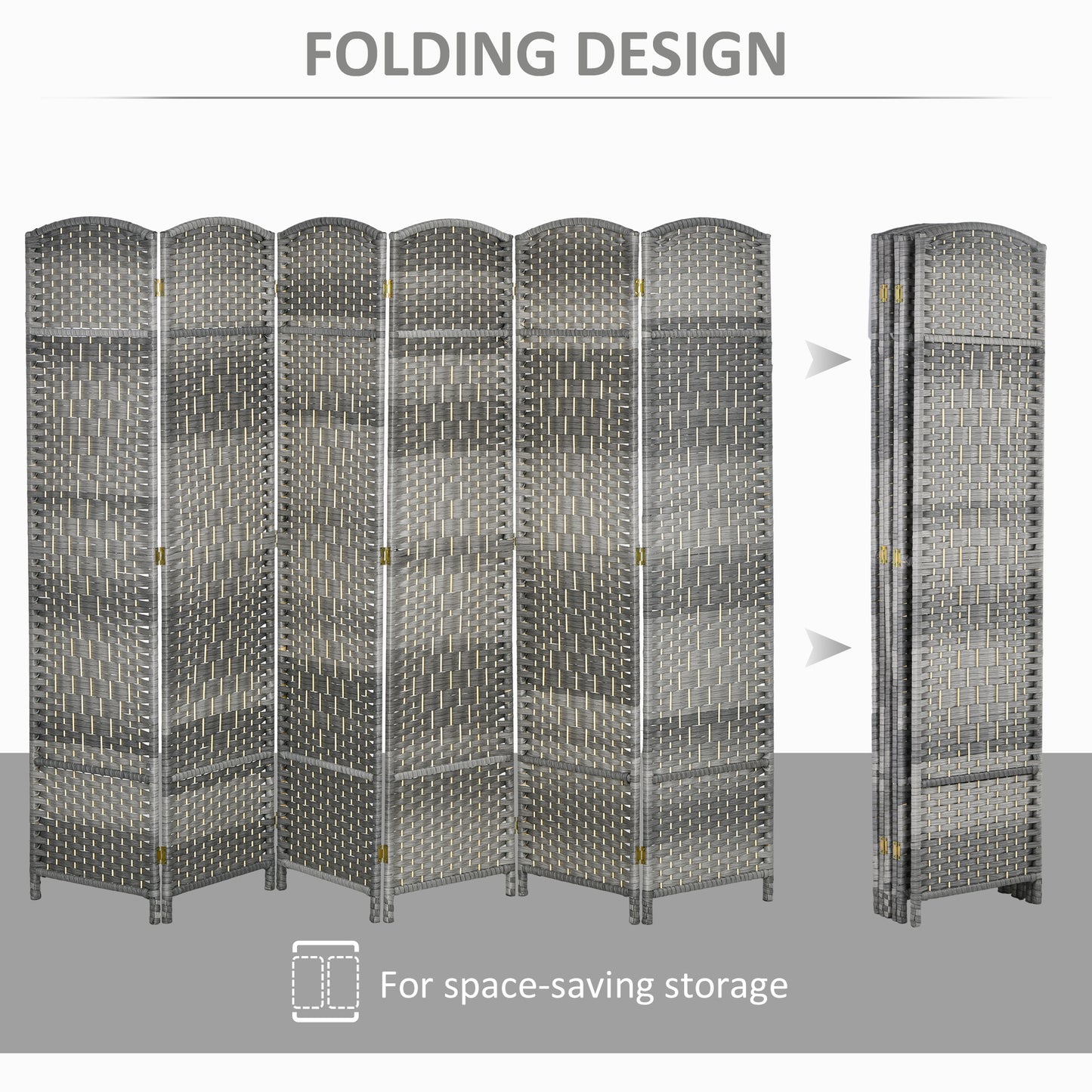 Coolbibila 6 Panel Room Divider, 6' Tall Folding Privacy Screen