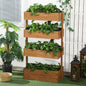 Wooden 4 Tier Planter Box, Self-Draining with Non-Woven Fabric