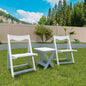 Coolbibila Foldable Small Table and Chair Set with 2 Chairs and Rectangular Table White