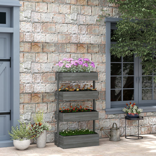 Coolbibila Vertical Garden Planter, Wooden 4 Tier Planter Box