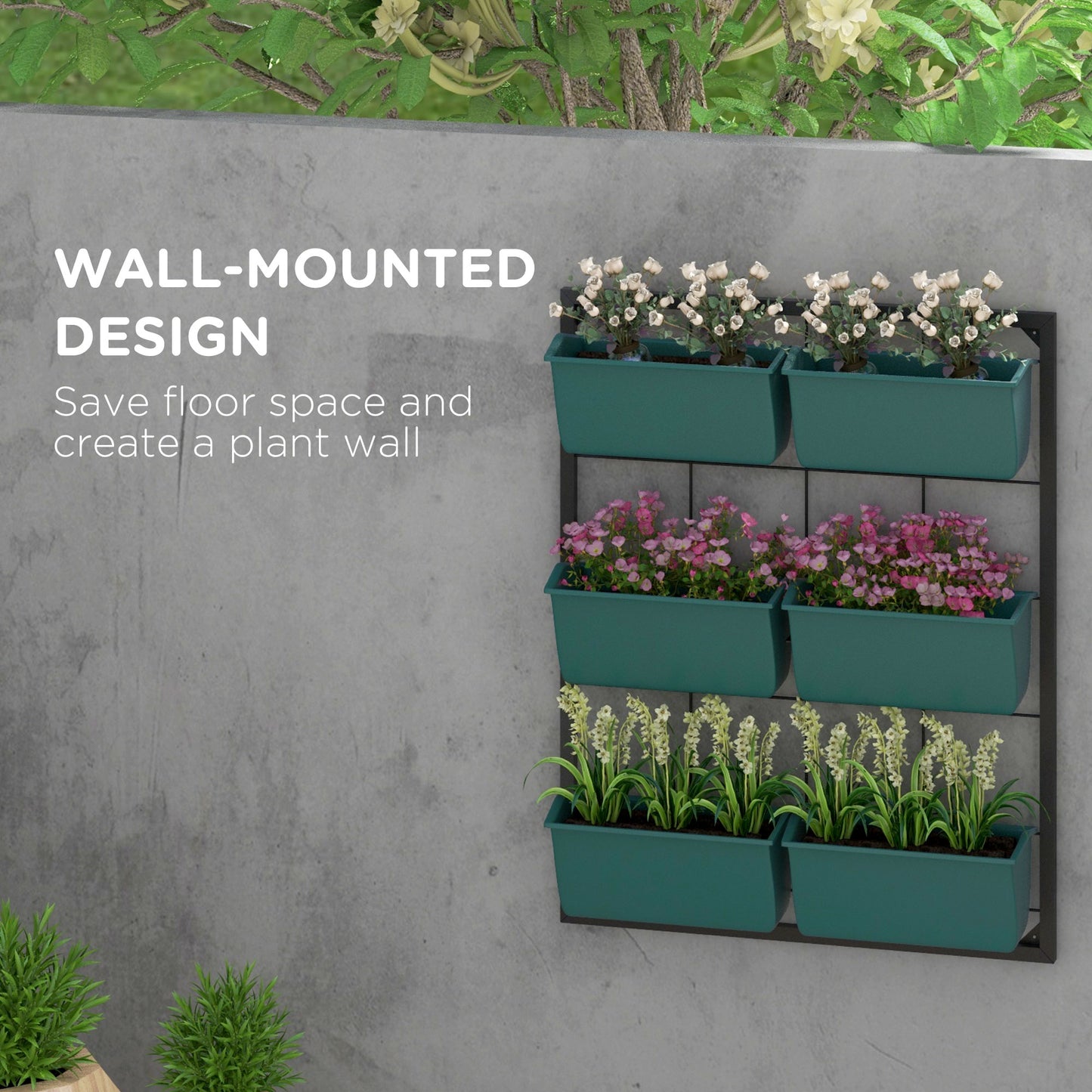 Hanging Plant Holder, Self Draining Wall Mounted Planter