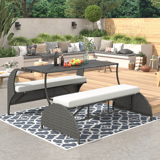 Coolbibila Versatile outdoor loveseat that converts to four seats and a table