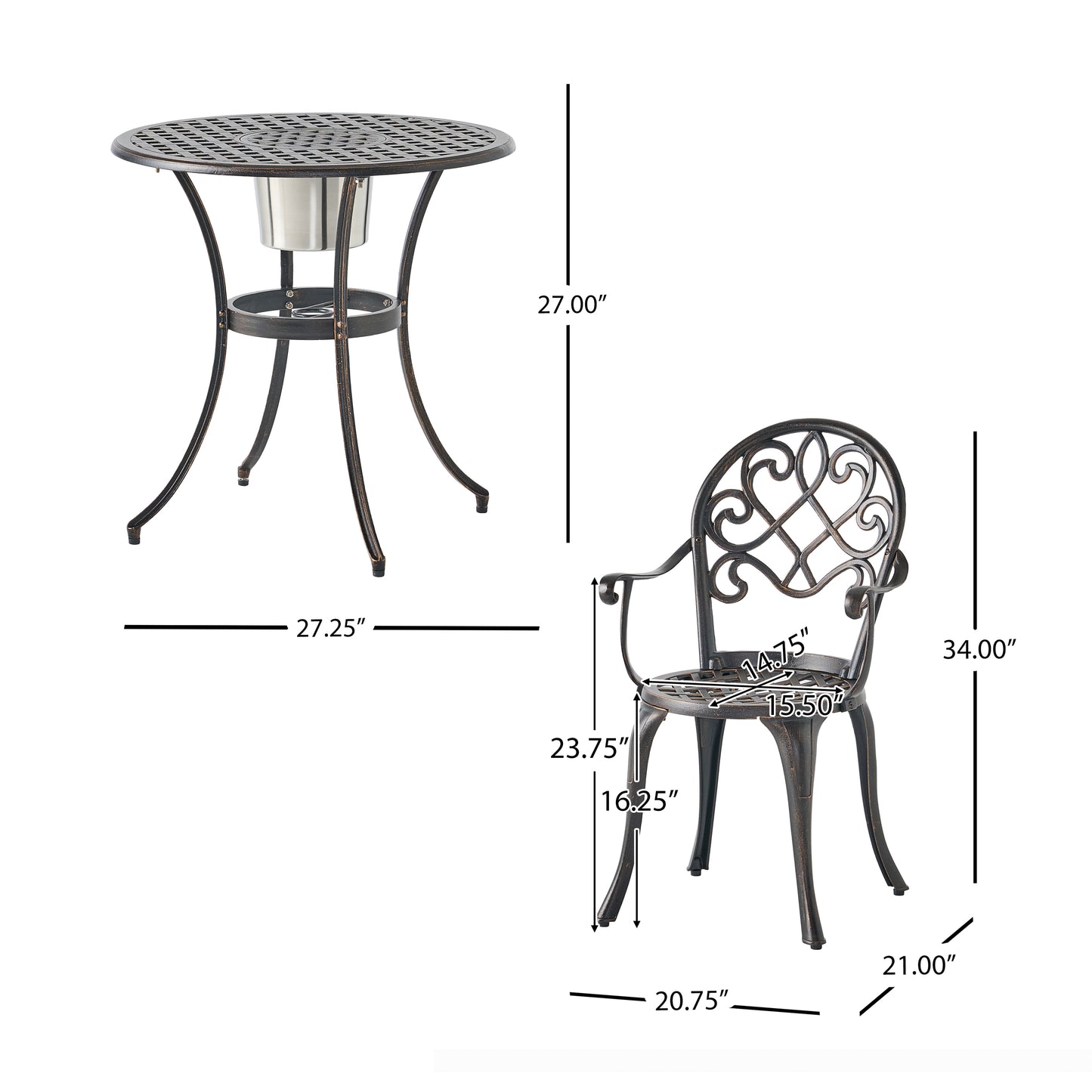 Coolbibila 3PC CAST BISTRO SET