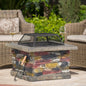 Coolbibila 28" Concrete Wood Burning Outdoor Fire Pit Table with Lid